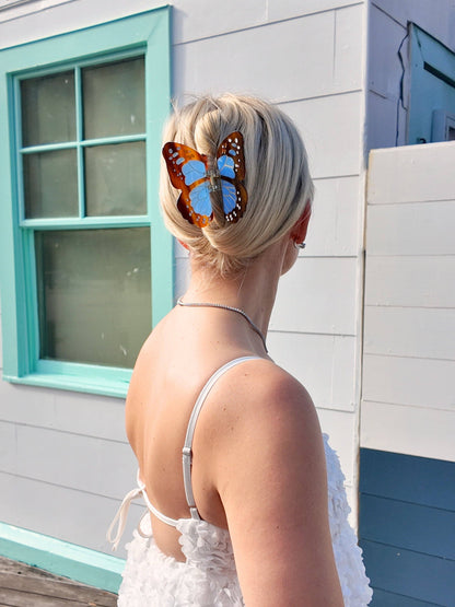 Hand-painted Boho Monarch Claw Hair Clip | Eco-Friendly