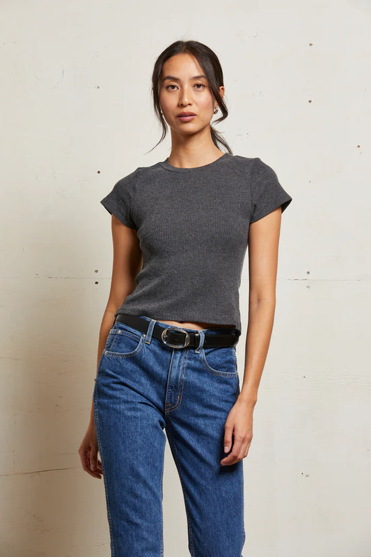 GABBI SWEATER RIB SS U NECK