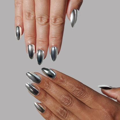 PLATINUM METALLIC PRESS ON NAILS
