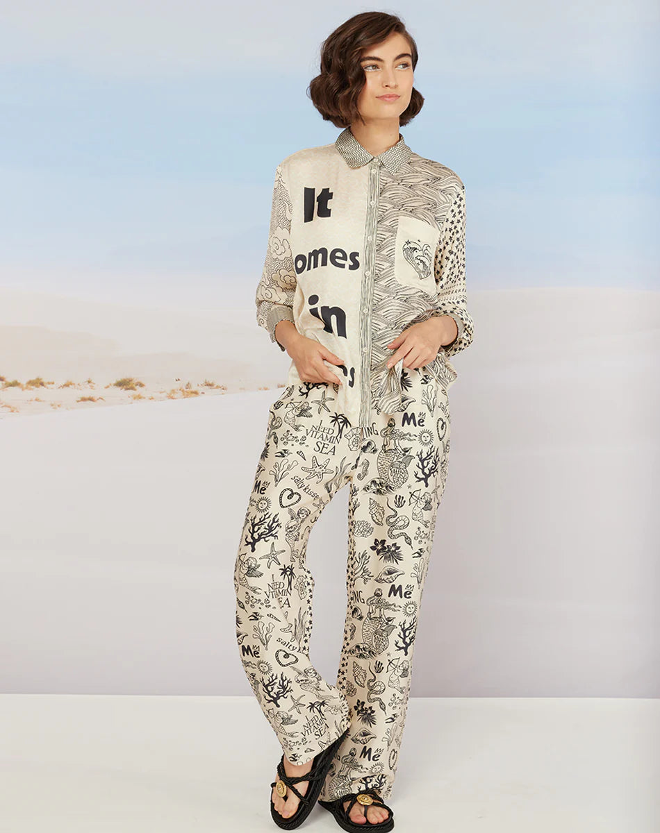 AVERY MERMAID STRAIGHT LEG PRINTED TROUSER