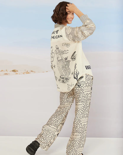AVERY MERMAID STRAIGHT LEG PRINTED TROUSER