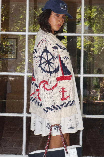 LET'S SAIL AWAY CHUNKY ZIPPER CARDI