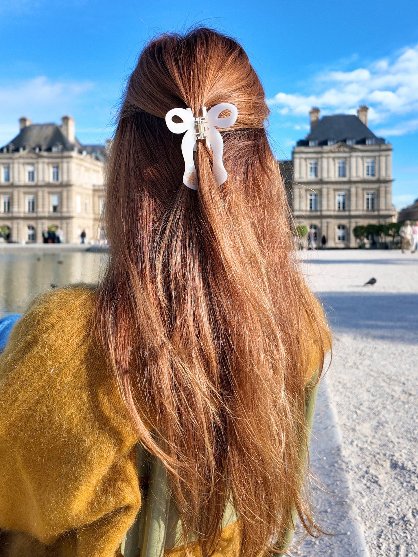 Hand-painted Coquette Bow Claw Hair Clip