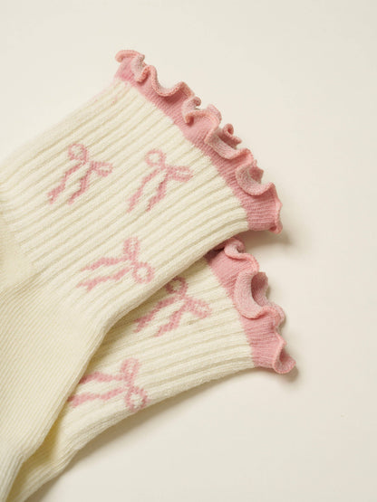 BOW RUFFLE GRIP PILATES SOCKS