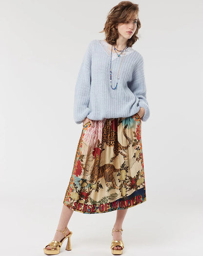 VANESSA ORIENTAL PRINTED MIDI SKIRT