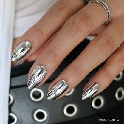 PLATINUM METALLIC PRESS ON NAILS