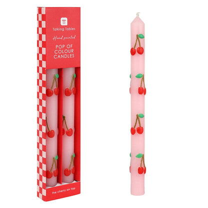 CHERRY TAPER CANDLES (SET OF 2)