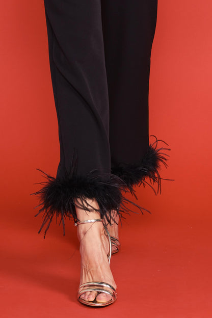 FEATHER TRIM TROUSER