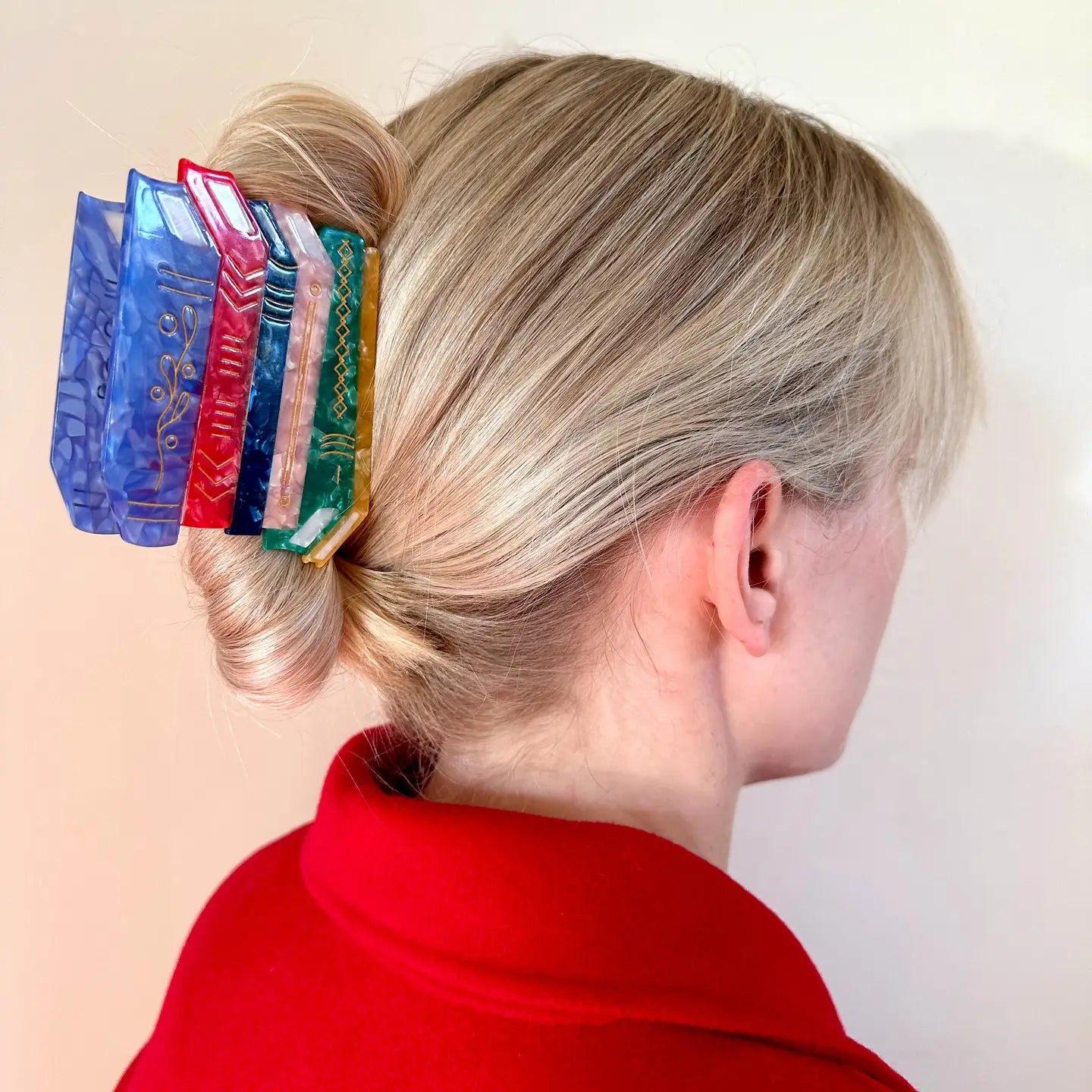 BOOK STACK HAND PAINTED HAIR CLIP