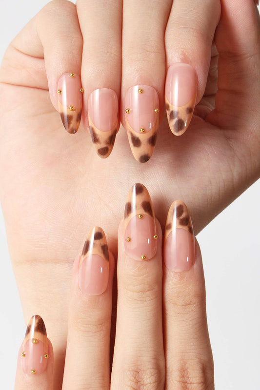 FRENCH LEOPARD PRESS ON NAILS