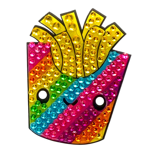 Rainbow Fries Rhinestone Sticker 2" Cut to Shape