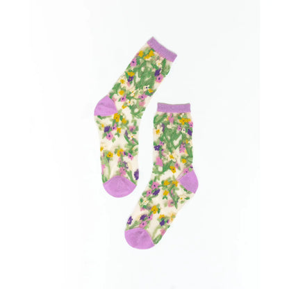 HEART FLORAL SHEER SOCKS