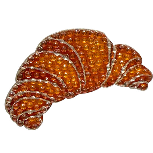 Croissant Pastry Rhinestone Sticker 2" Cut to Shape