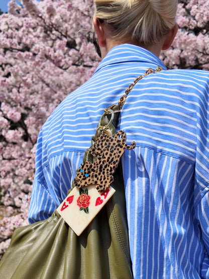 Hand-painted Leopard Bag Charm + Keychain