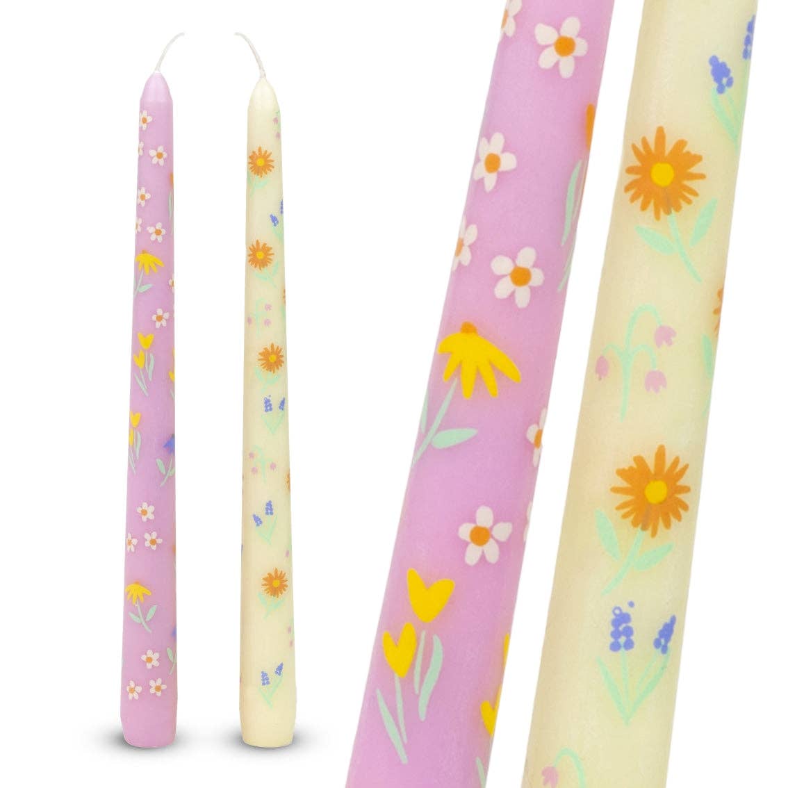 FLORAL TAPER CANDLES (PACK OF 2)