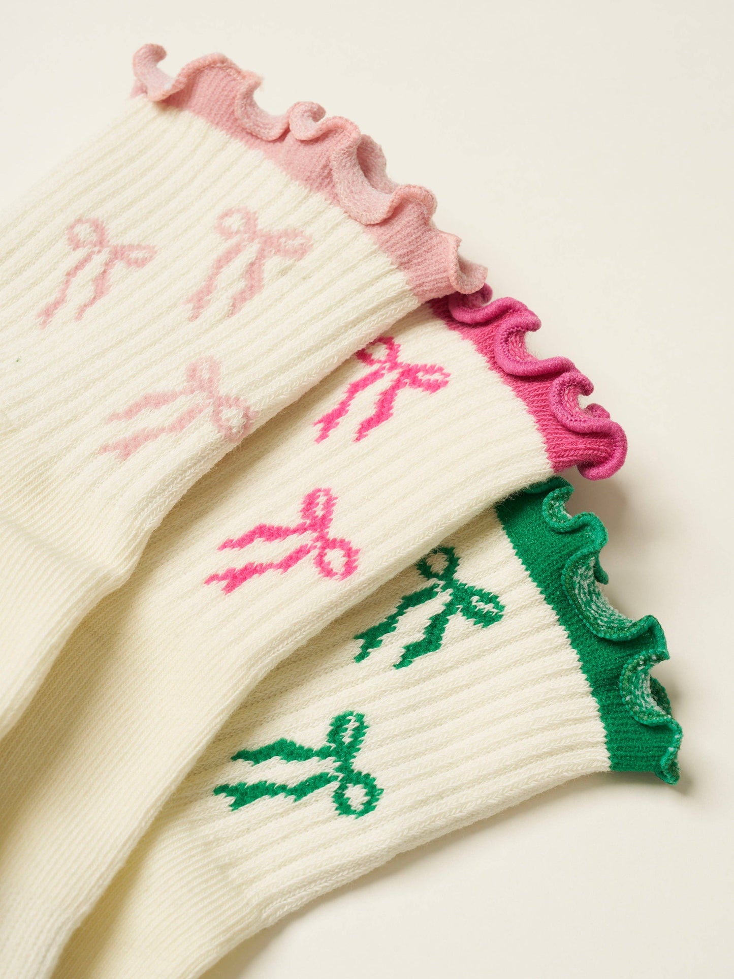 BOW RUFFLE GRIP PILATES SOCKS