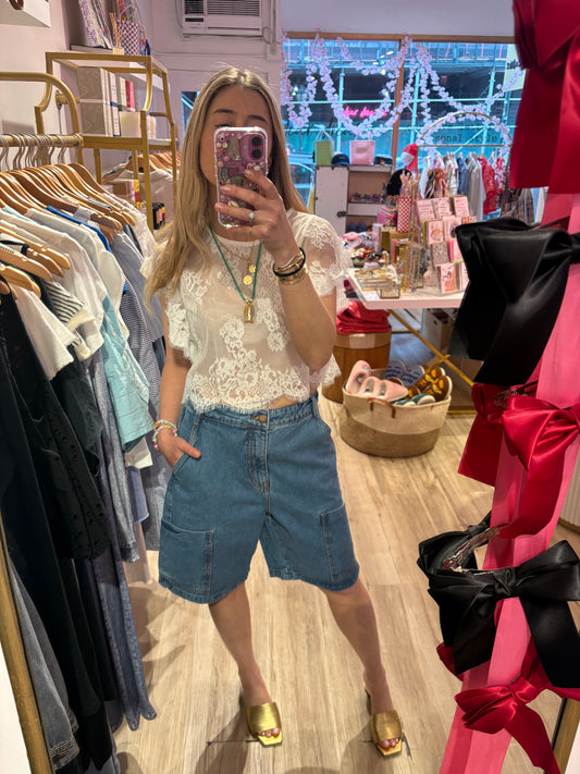 DENIM CARGO BERMUDA