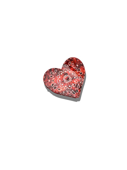 Hand-painted Paisley Heart Hair Claw Clip