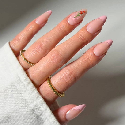 Cherry Bow Press On Nails
