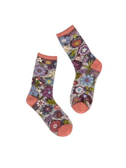 DARK FLORAL SHEER SOCKS