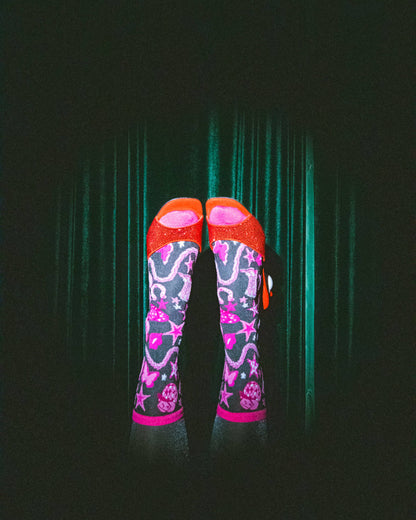 Disco Barbie Black Sheer Crew Sock