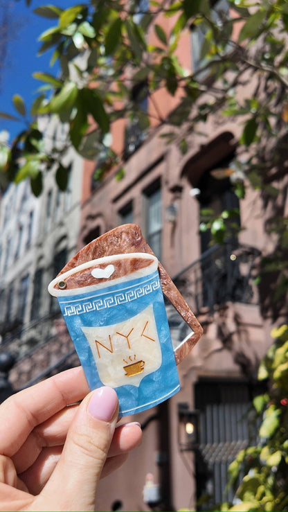 Hand-painted NYC Coffee Cup Compact Mirror