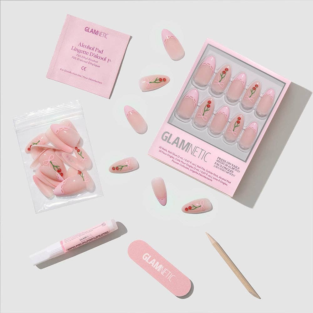 Cherry Bow Press On Nails