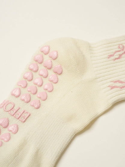 BOW RUFFLE GRIP PILATES SOCKS