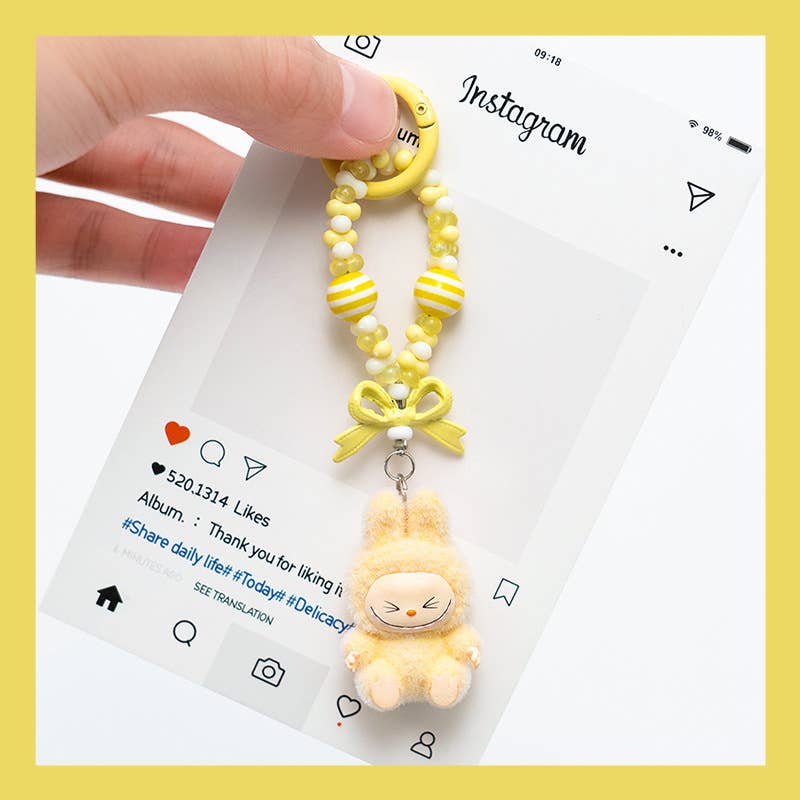 MINI LABUBU BEADED KEYCHAIN BAG CHARM