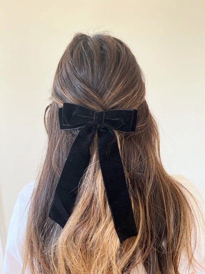 CLASSIC VELVET HAIR BOW BARRETTE