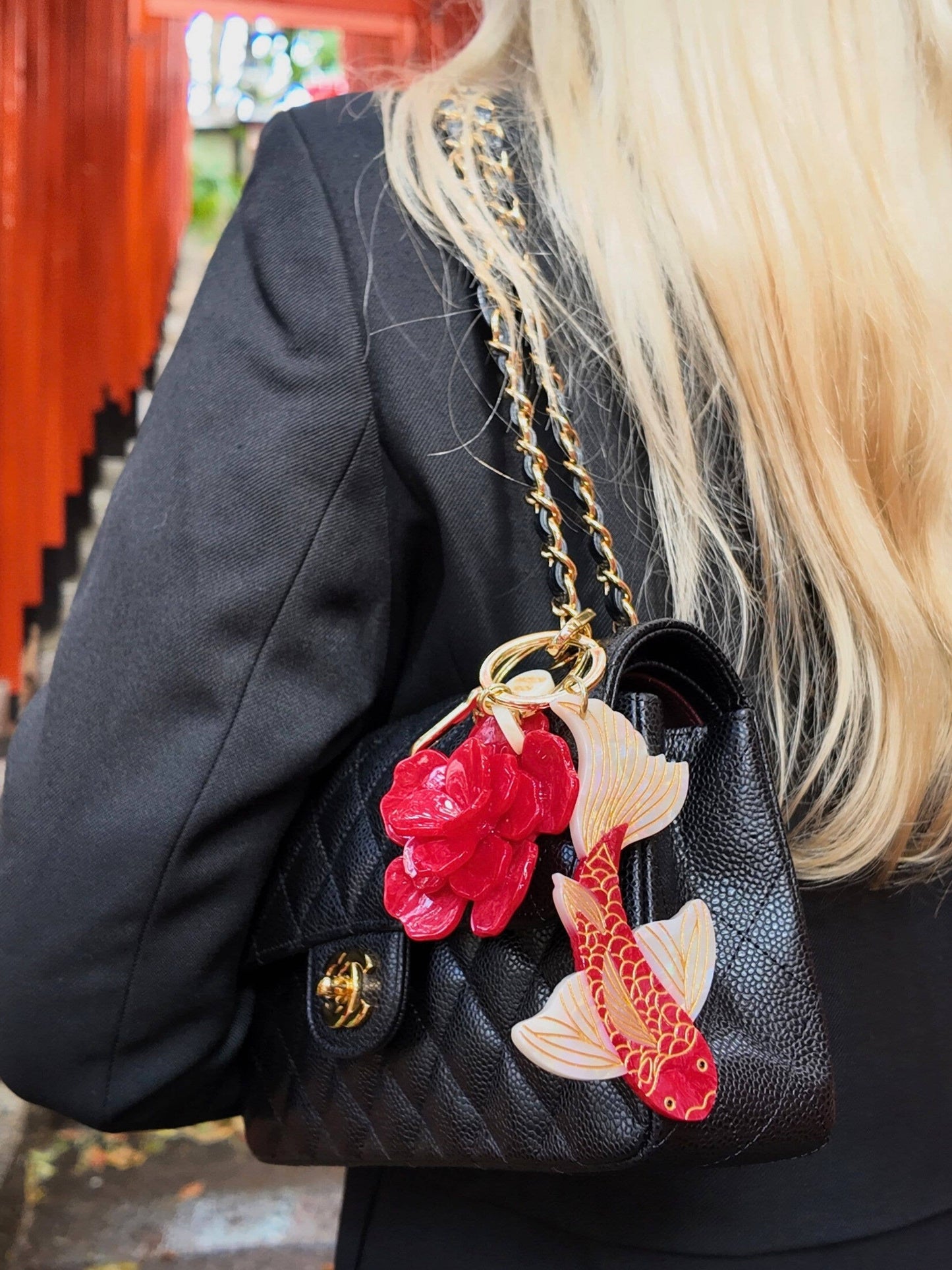 Hand-painted Koi Fish Bag Charm + Keychain