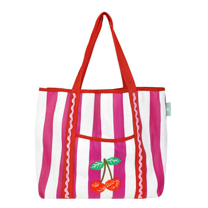 RECYCLED PLASTIC CHERRY TOTE BAG