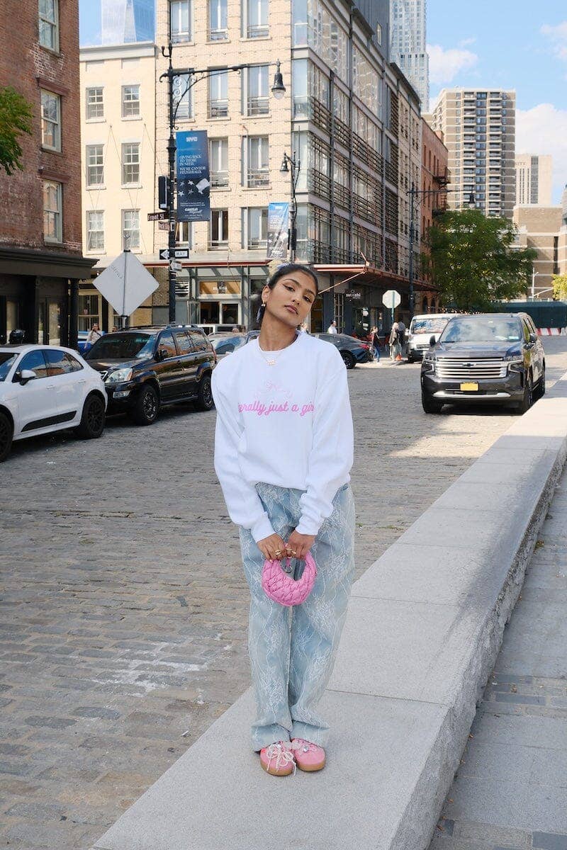LITERALLY JUST A GIRL BOW SWEATSHIRT