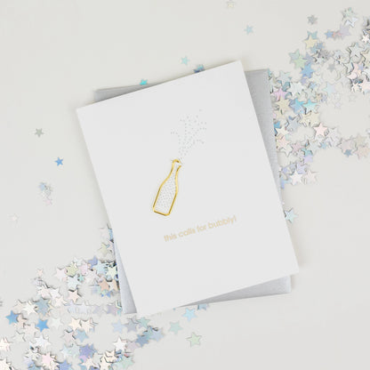 This Calls for Bubbly Paper Clip Letterpress Card