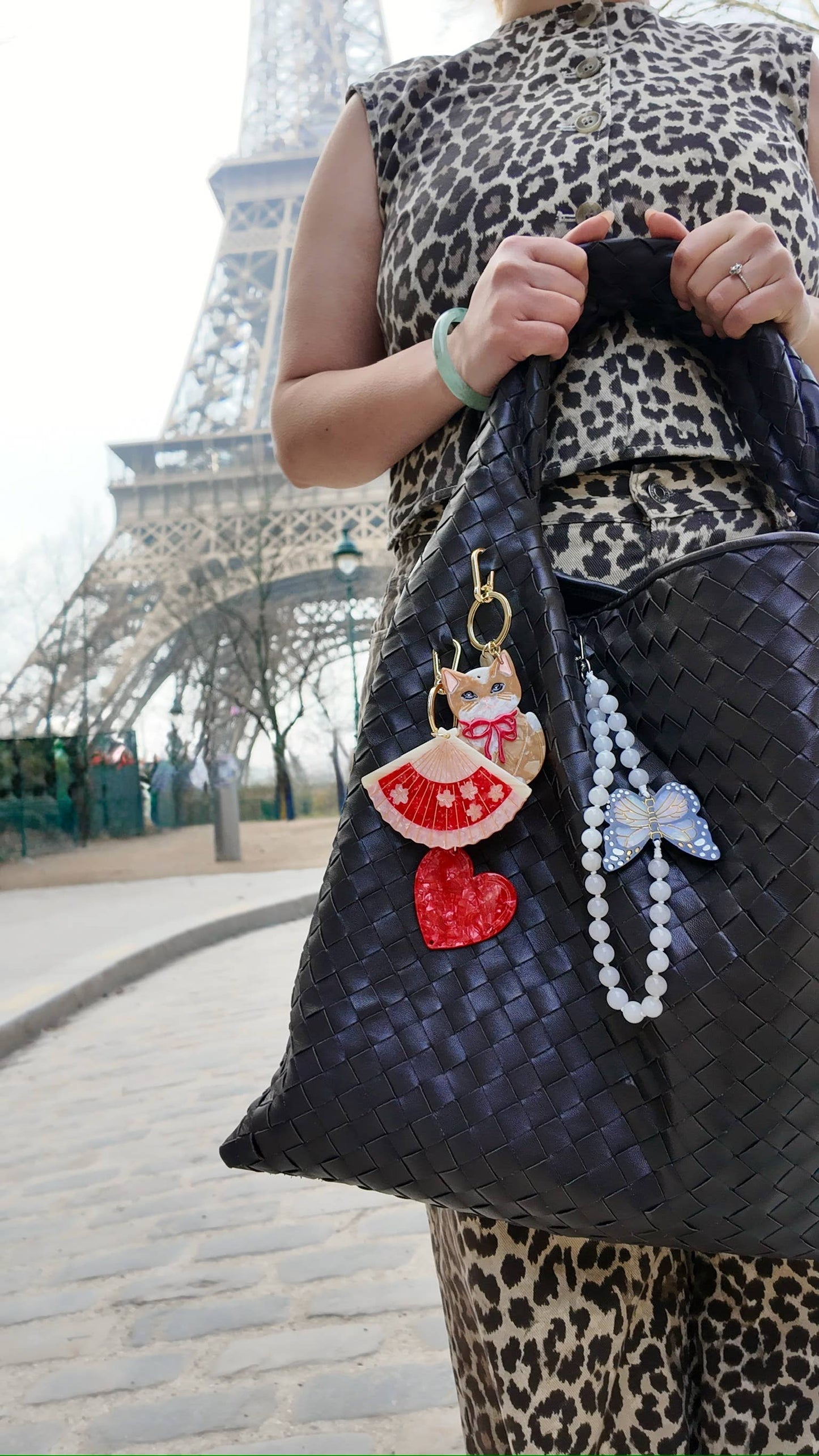 Hand-painted Kitten Bag Charm + Keychain