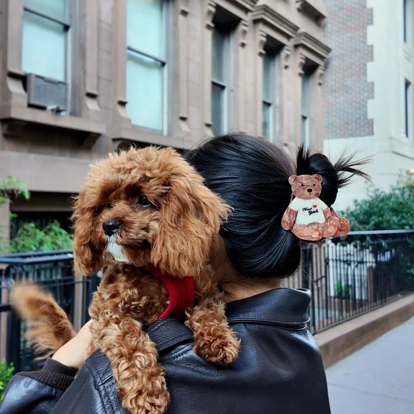 Hand-Painted NY Teddy Bear Hair Claw Clip
