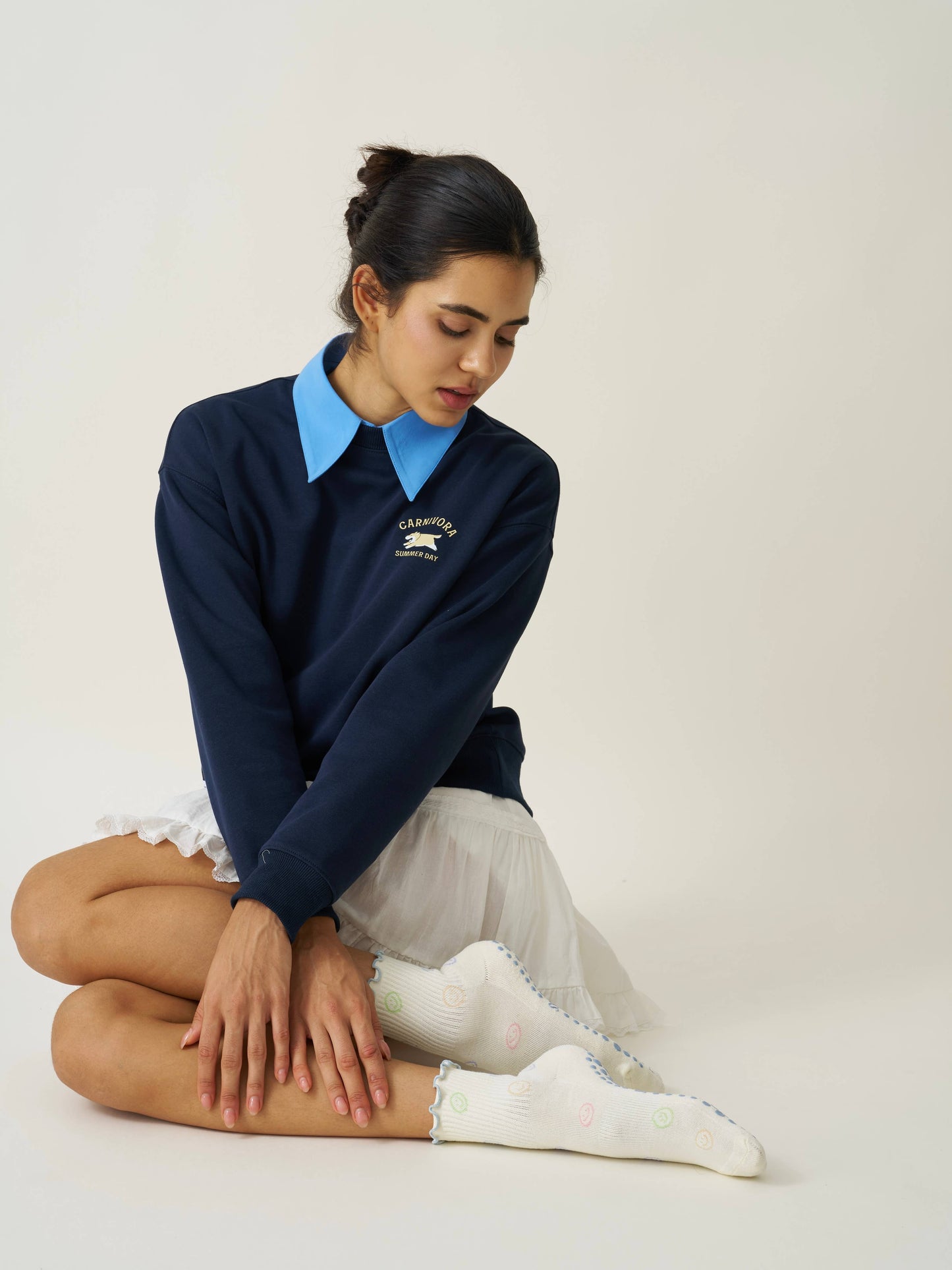 SMILEY FACE RUFFLE GRIP/PILATES SOCKS