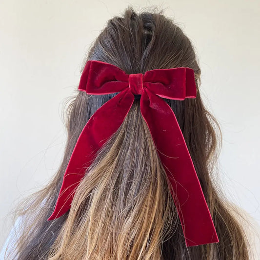 CLASSIC VELVET HAIR BOW BARRETTE