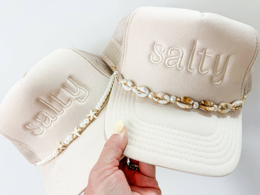 SALTY TRUCKER HAT WITH SHELL CHAIN