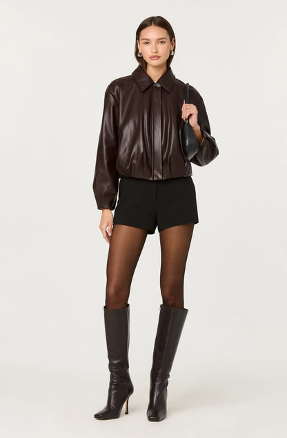 RAEVIN FAUX LEATHER BOMBER JACKET