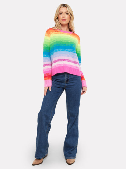 MAISIE RAINBOW STRIPE CASHMERE SWEATER