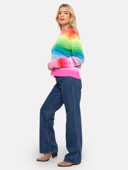 MAISIE RAINBOW STRIPE CASHMERE SWEATER