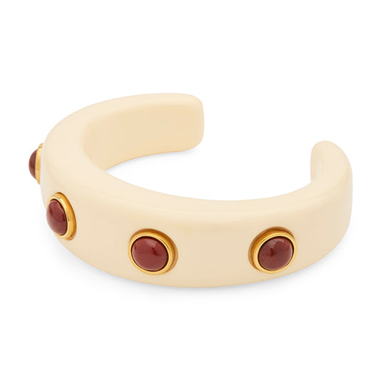IVORY RESIN-RED TRIPLE STONE CUFF