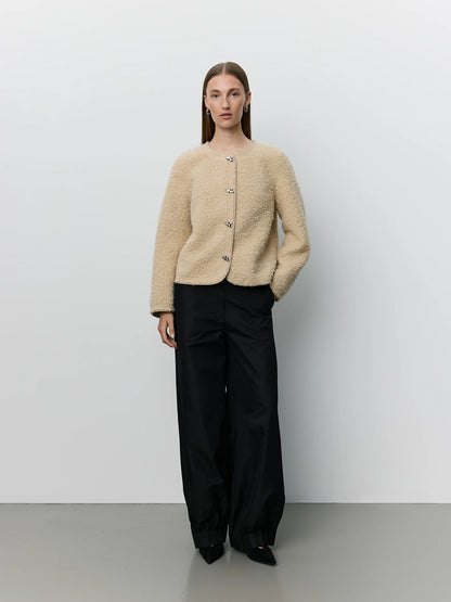 BENESW BOUCLE FAUX FUR JACKET