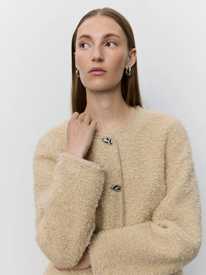 BENESW BOUCLE FAUX FUR JACKET