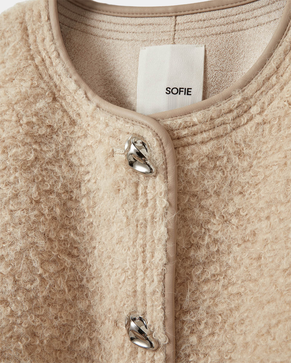 BENESW BOUCLE FAUX FUR JACKET