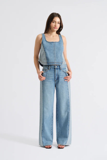 THE WANDERER MID RISE DENIM PALAZZO