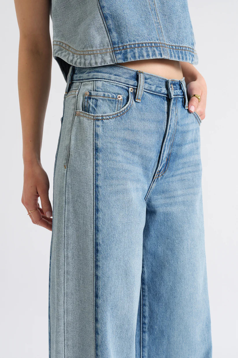 THE WANDERER MID RISE DENIM PALAZZO