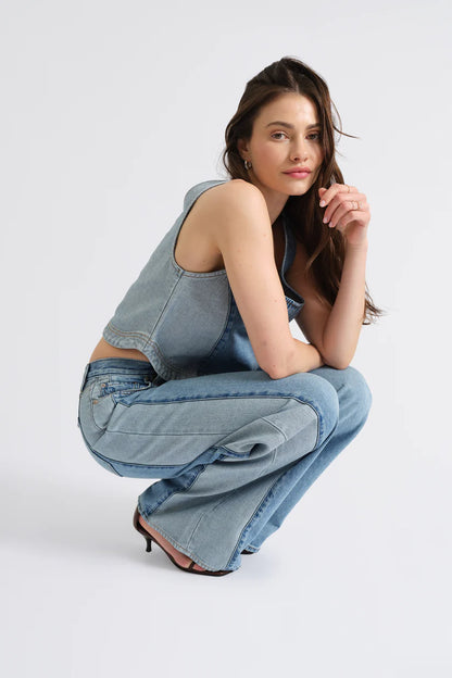 THE WANDERER MID RISE DENIM PALAZZO