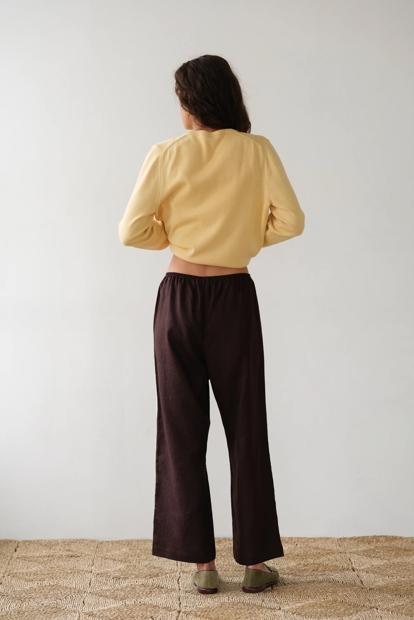THE LINEN STRIPE CROP PANT